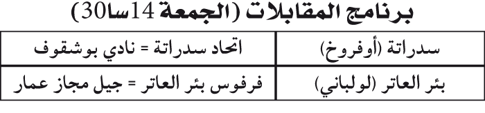 تسوية رزنــامة جهوي عنابة: فــرصـة «الفرفـوس» لاستعـادة الوصـافة