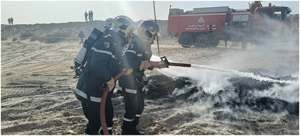 بمطار عبد القادر العمودي بالوادي: محاكـاة نشوب حريـق في طائـرة ارتطمـت بالأرض